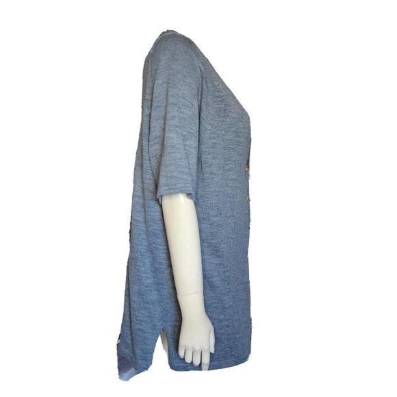 Croft & Barrow Top Womens Plus Size XXL Solid All Blue Short Sleeve Button Front - Picture 4 of 7